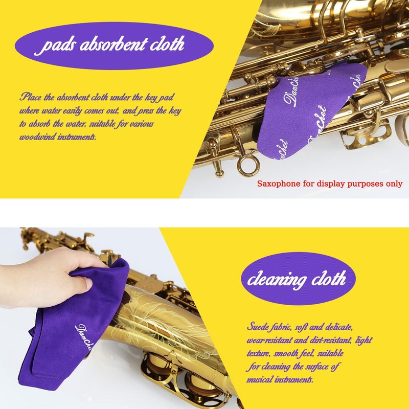 Danchet Saxophone Cleaning Kit, Alto Saxophone Maintenance Cleaning Kit with Key Oil, Cork Grease, Cotton Swabs, Cleaning Cloth, Thumb Rest, Mouthpiece Brush, Etc. - Image 5